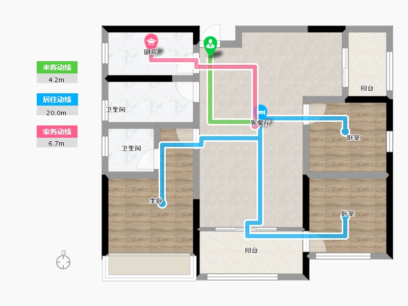 湖南省-常德市-汉晨江南滨江府-86.00-户型库-动静线