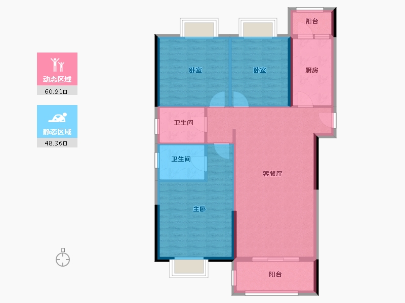 湖北省-黄石市-黄石当代满堂悦MOMA-99.20-户型库-动静分区