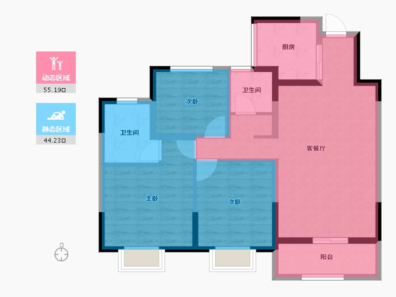 安徽省-安庆市-皖国紫竹園-88.77-户型库-动静分区