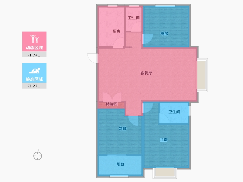 山东省-聊城市-锦绣新都荟-113.60-户型库-动静分区