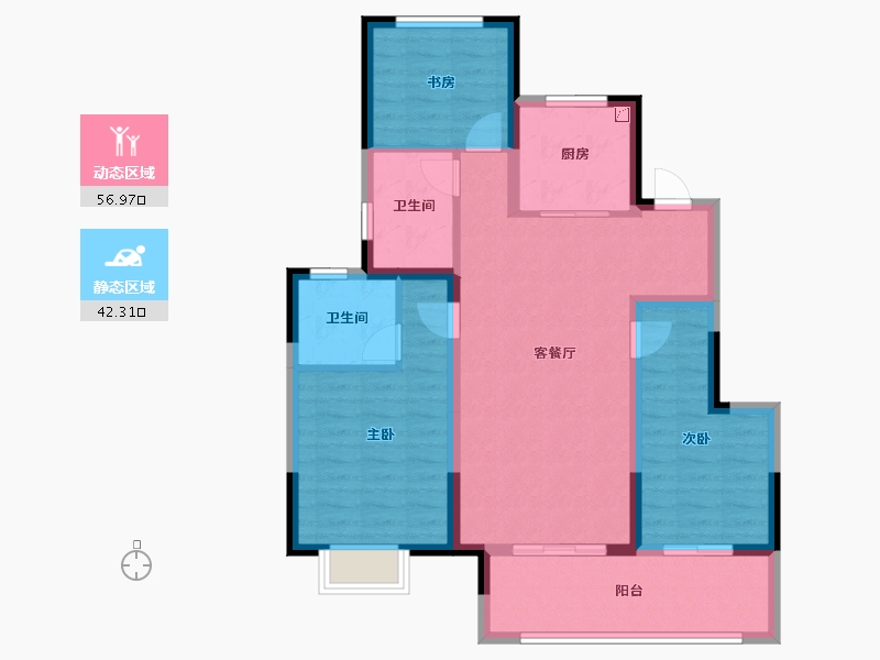 安徽省-阜阳市-新城云昱东方-88.00-户型库-动静分区