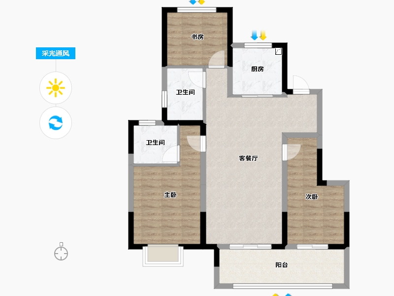 安徽省-阜阳市-新城云昱东方-88.00-户型库-采光通风