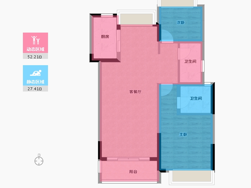 四川省-成都市-福星惠誉江山语-70.82-户型库-动静分区