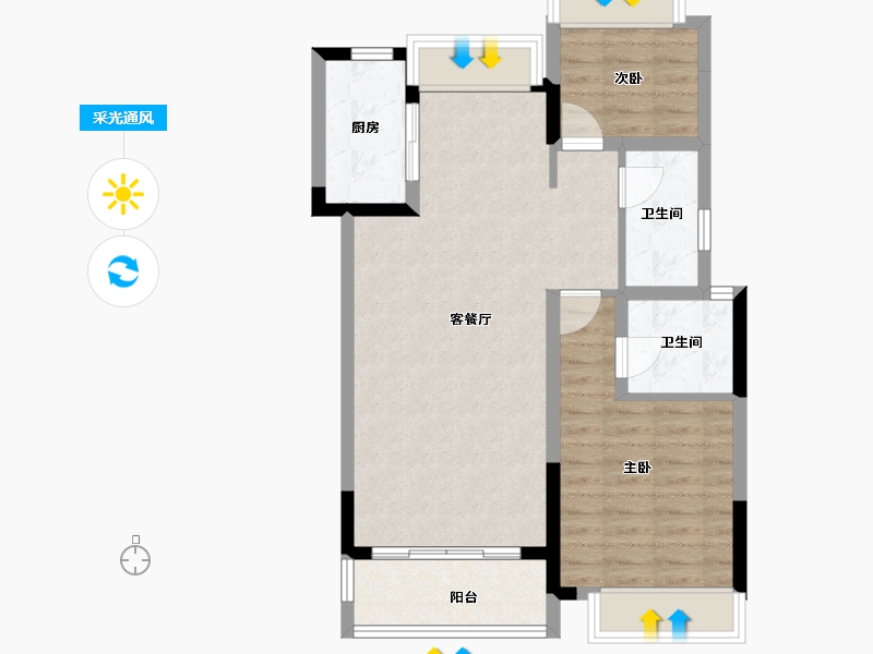 四川省-成都市-福星惠誉江山语-70.82-户型库-采光通风