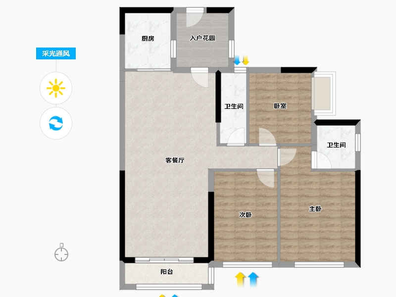 广东省-云浮市-筠城林语春天-95.11-户型库-采光通风