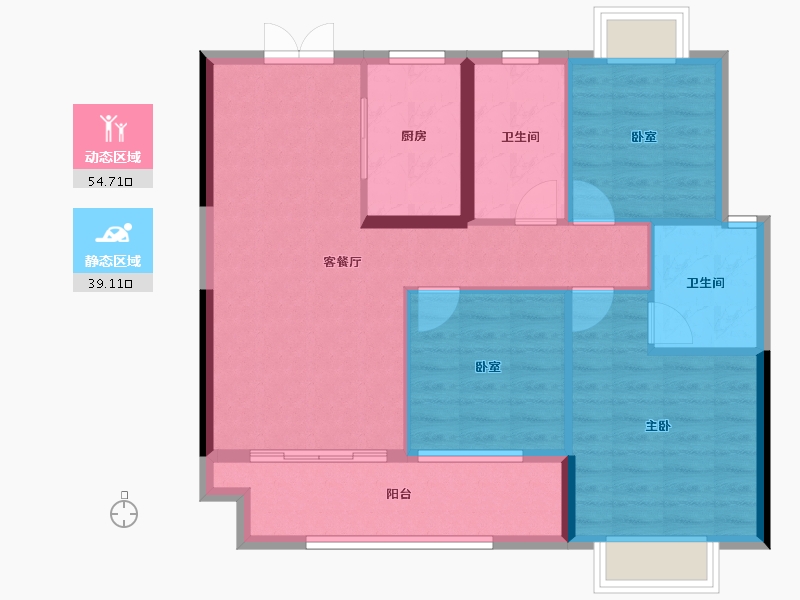 江西省-九江市-广隆·新松赣江铭著-84.55-户型库-动静分区