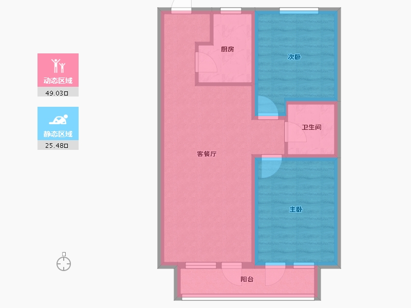 辽宁省-沈阳市-民航小区-71.34-户型库-动静分区