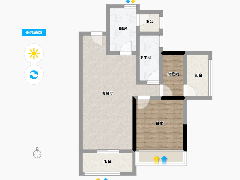 广东省-肇庆市-肇庆万达广场-60.36-户型库-采光通风