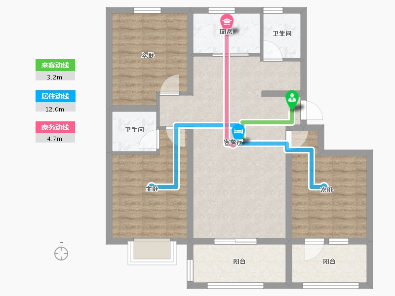 山东省-聊城市-锦绣新都荟-86.71-户型库-动静线