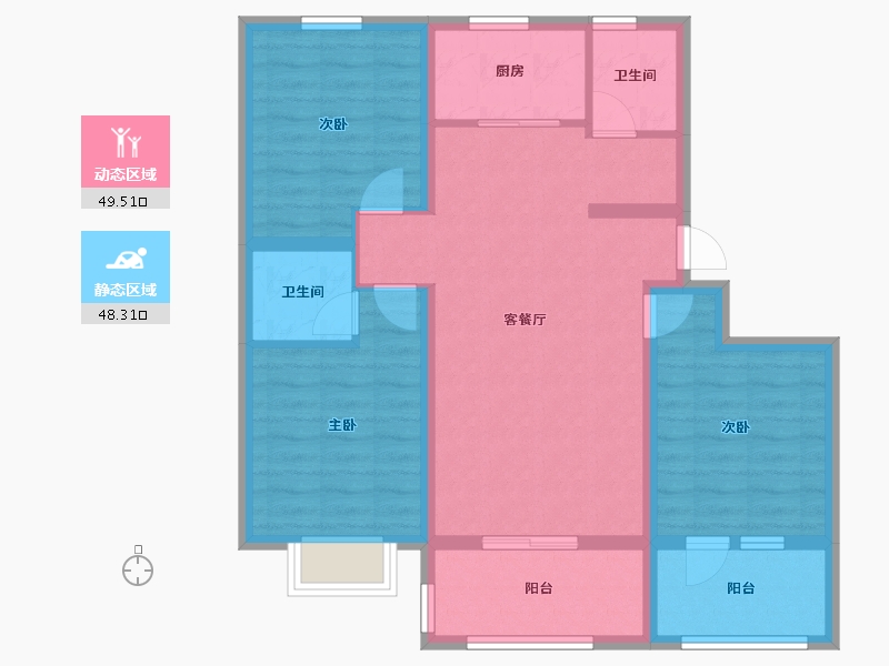 山东省-聊城市-锦绣新都荟-86.71-户型库-动静分区