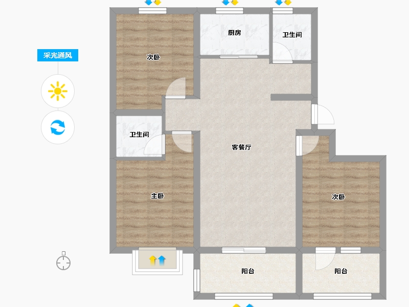 山东省-聊城市-锦绣新都荟-86.71-户型库-采光通风