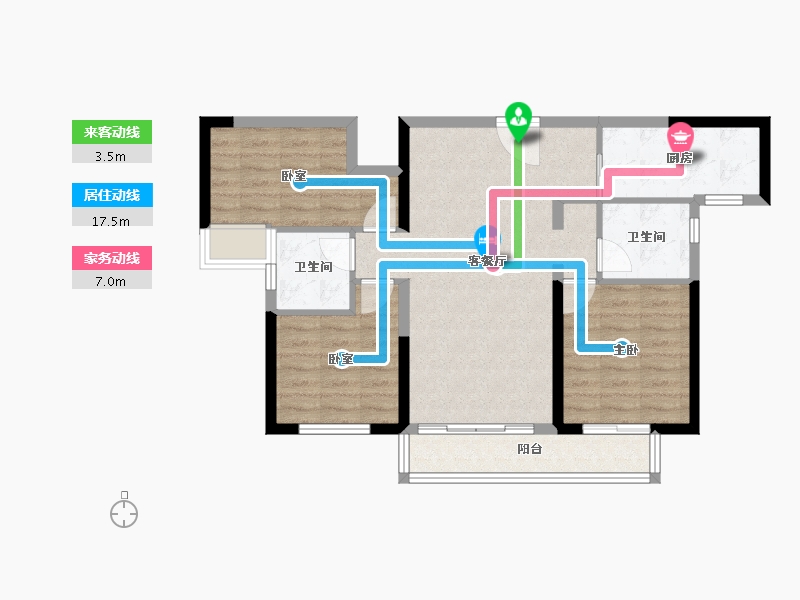 湖南省-益阳市-桃江碧桂园-79.30-户型库-动静线