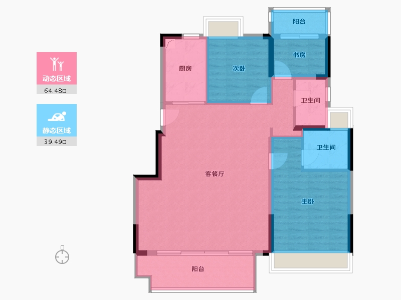 江苏省-苏州市-玖珑台-94.40-户型库-动静分区