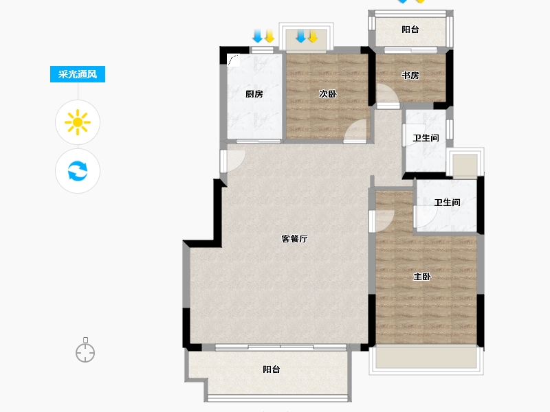 江苏省-苏州市-玖珑台-94.40-户型库-采光通风