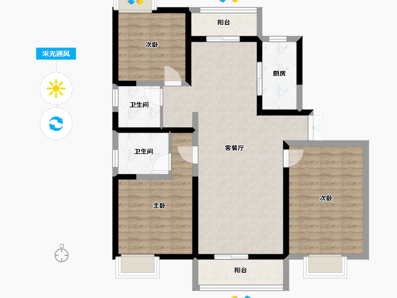 海南省-海口市-衍宏悦府-98.88-户型库-采光通风