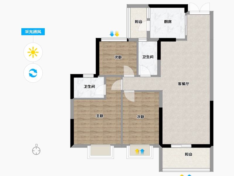 广东省-云浮市-翔顺筠粤豪苑-88.28-户型库-采光通风