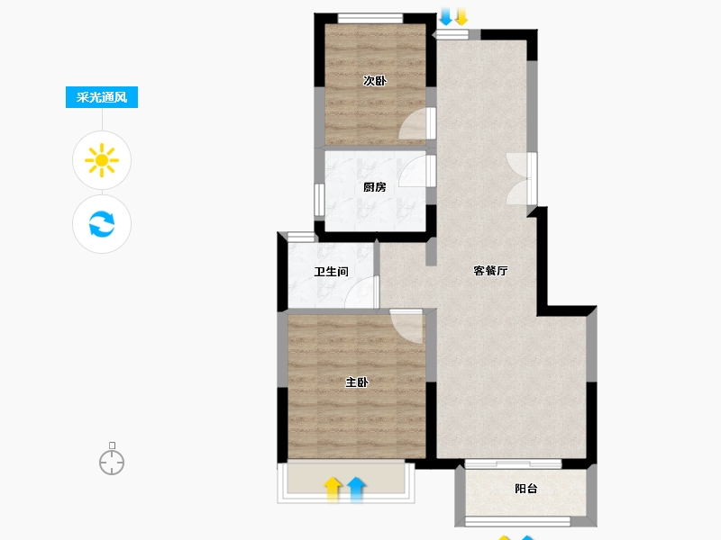 河南省-郑州市-正商绿镜花园二号院-80.00-户型库-采光通风