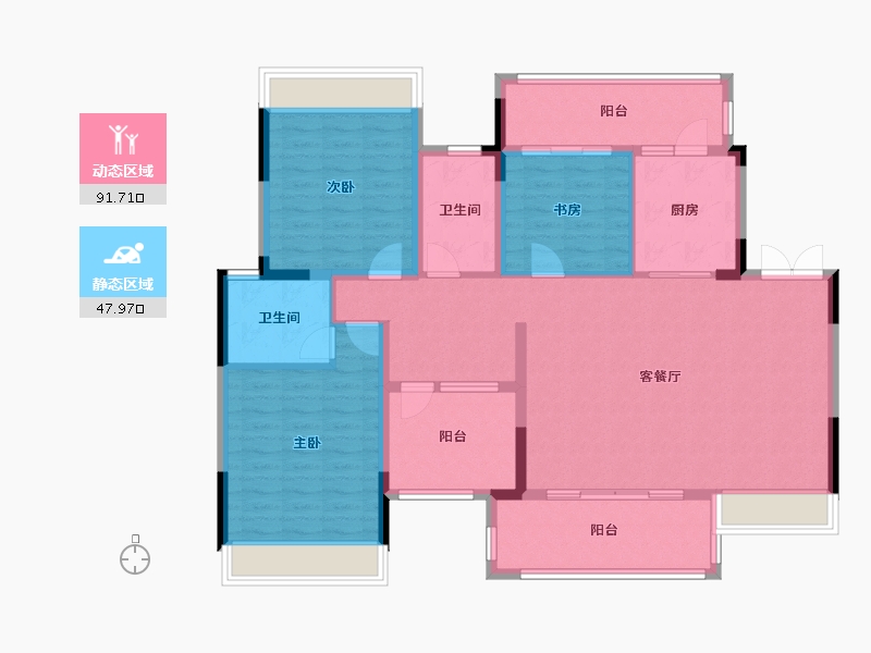 四川省-巴中市-凯邦名门二期-126.32-户型库-动静分区