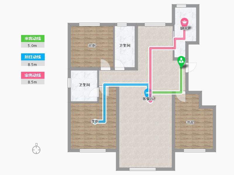 内蒙古自治区-通辽市-万华·曼陀花园-105.46-户型库-动静线