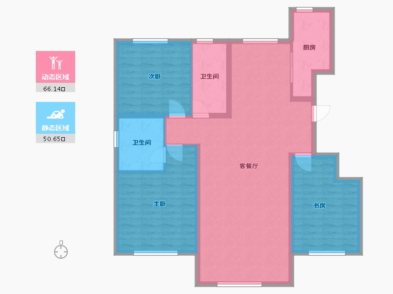 内蒙古自治区-通辽市-万华·曼陀花园-105.46-户型库-动静分区