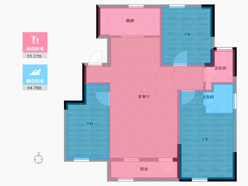 吉林省-吉林市-泊逸·天玺甲第-89.61-户型库-动静分区