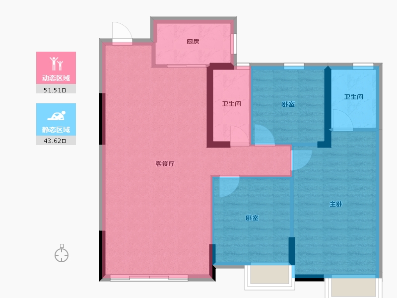 湖南省-常德市-环宇格林小镇-86.93-户型库-动静分区