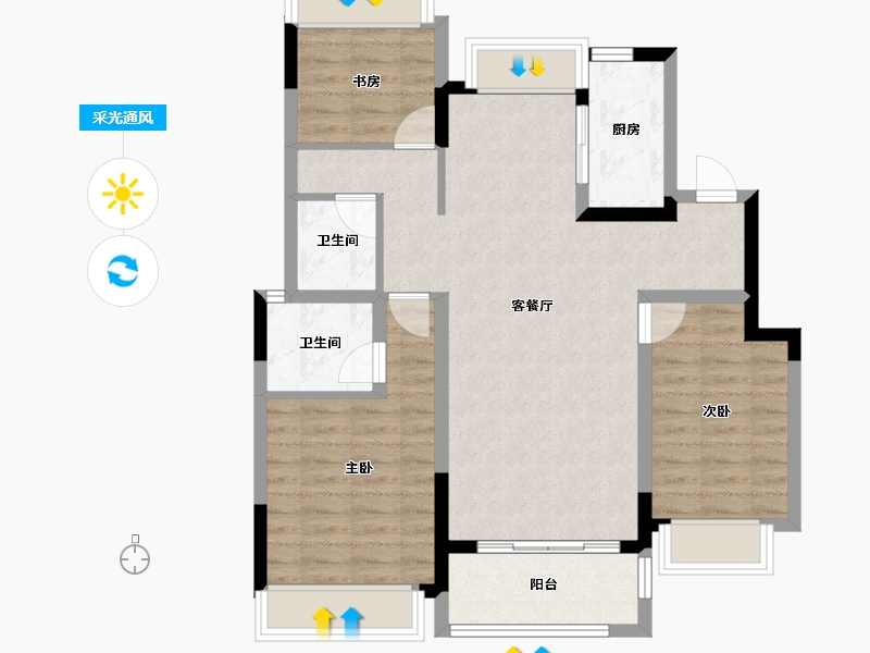 四川省-成都市-福星惠誉江山语-83.38-户型库-采光通风