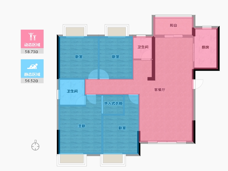 湖南省-常德市-环宇格林小镇-105.36-户型库-动静分区