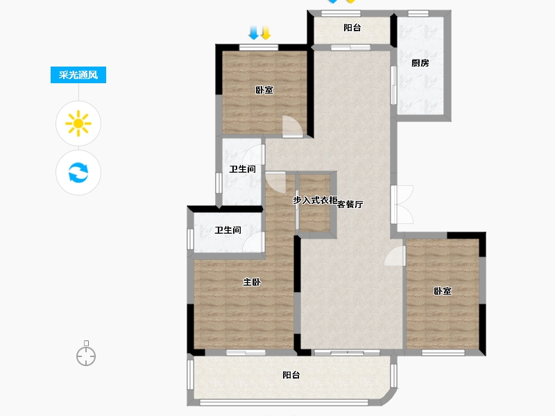 河南省-郑州市-建业君邻大院-115.00-户型库-采光通风