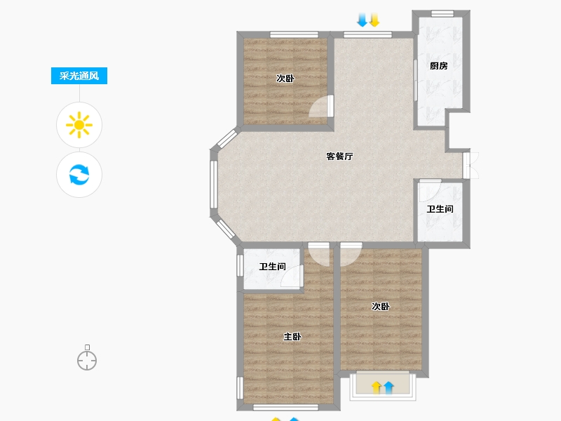 河北省-沧州市-御河新城-91.40-户型库-采光通风