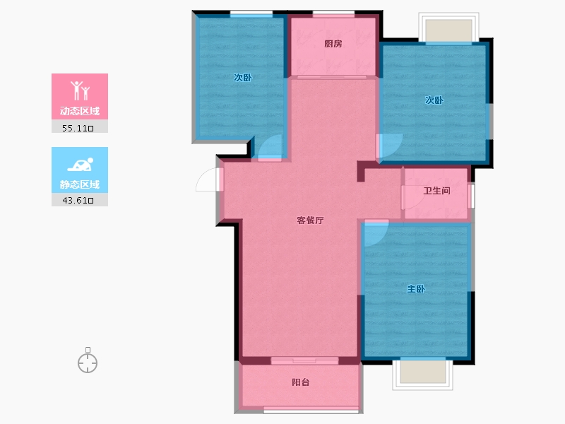 江苏省-常州市-福田幸福城-98.00-户型库-动静分区