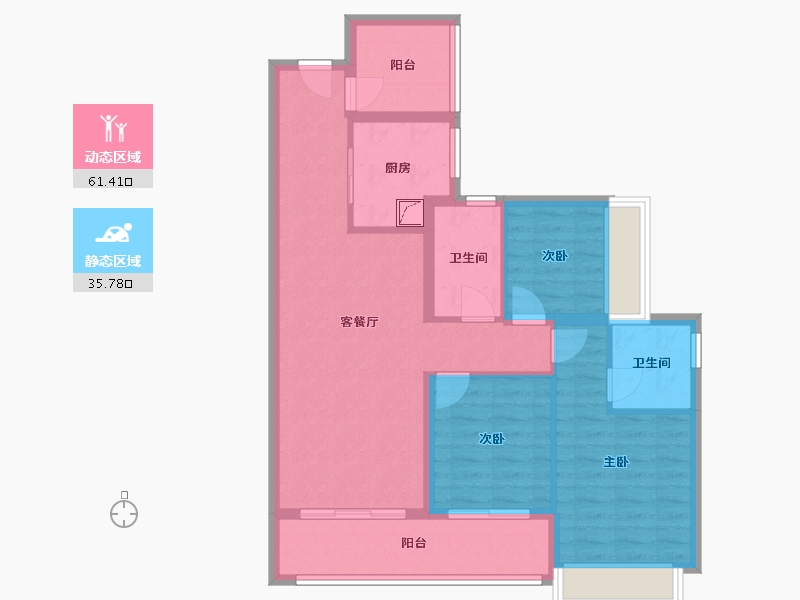 广东省-广州市-龙湖金地天峯-86.00-户型库-动静分区