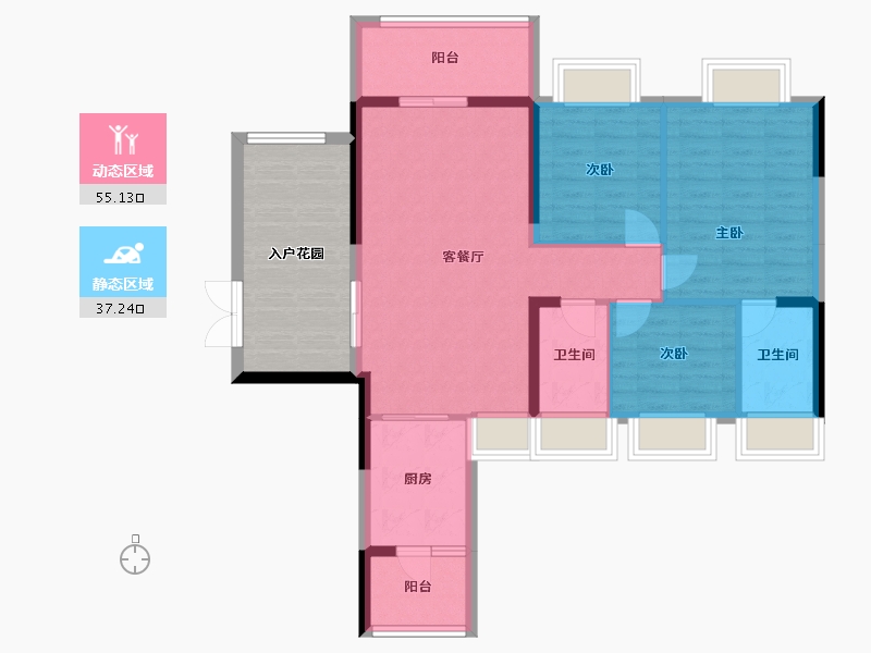 广东省-云浮市-翔顺筠粤豪苑-95.70-户型库-动静分区