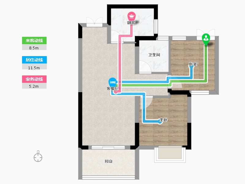 湖北省-黄冈市-南山国际·养生城-60.69-户型库-动静线