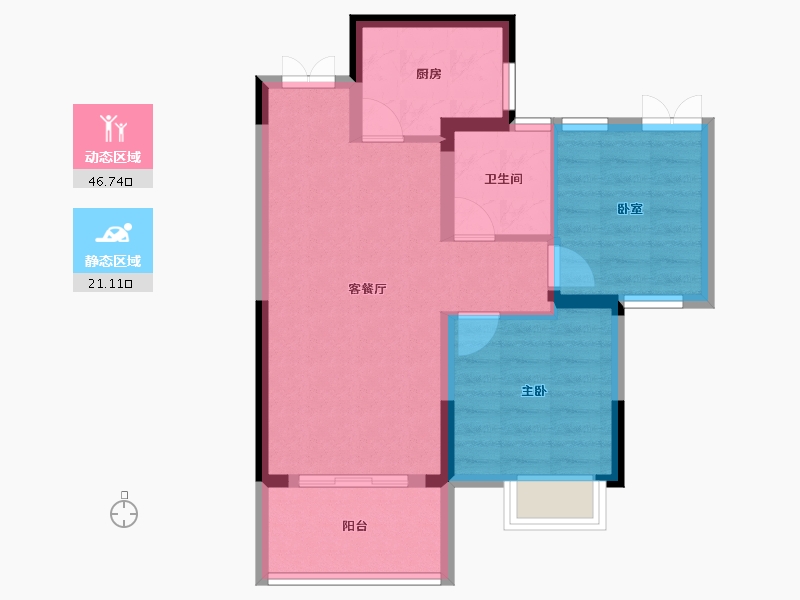 湖北省-黄冈市-南山国际·养生城-60.69-户型库-动静分区