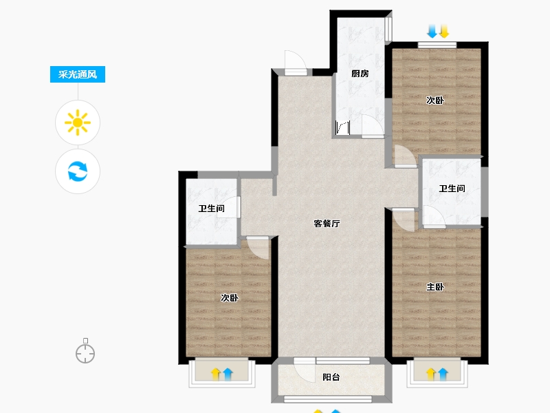 辽宁省-抚顺市-澳海御景苑-100.00-户型库-采光通风