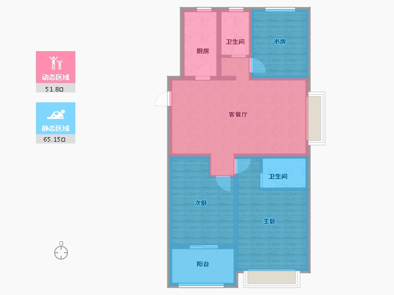 山东省-聊城市-精诚中央华府-104.80-户型库-动静分区