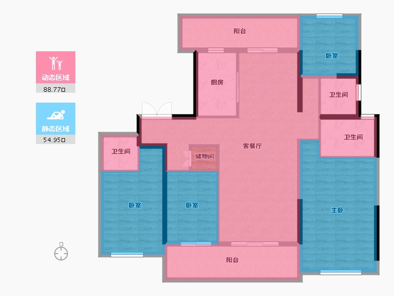 河南省-周口市-昌建·外滩壹号-128.90-户型库-动静分区