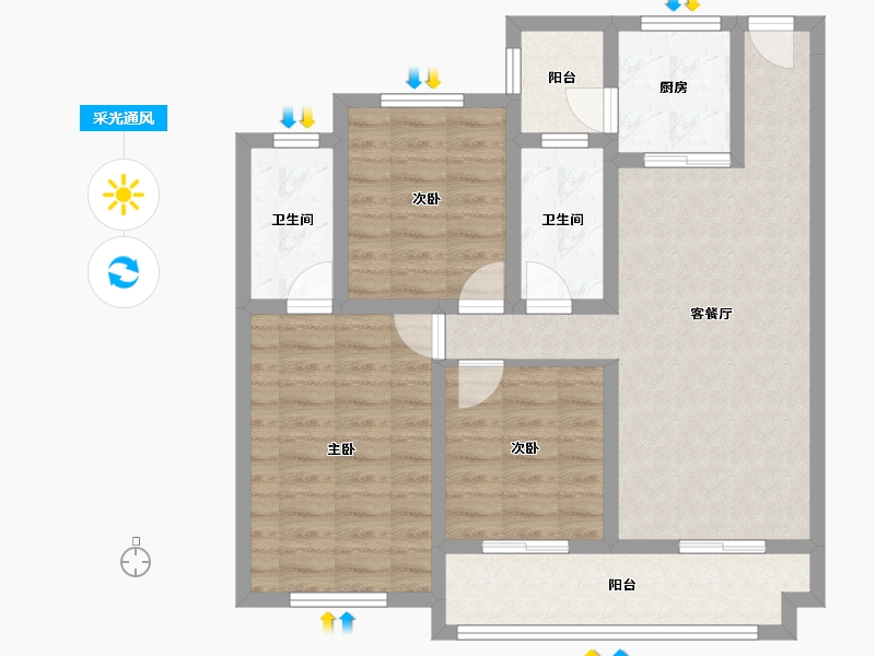 广东省-肇庆市-肇庆·中梁壹号院-84.53-户型库-采光通风