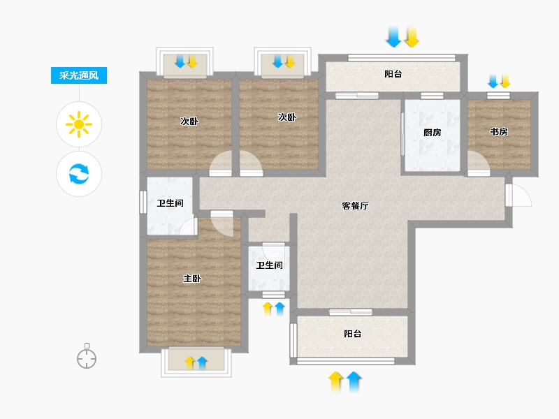 湖南省-常德市-金嘉桂花城-95.03-户型库-采光通风