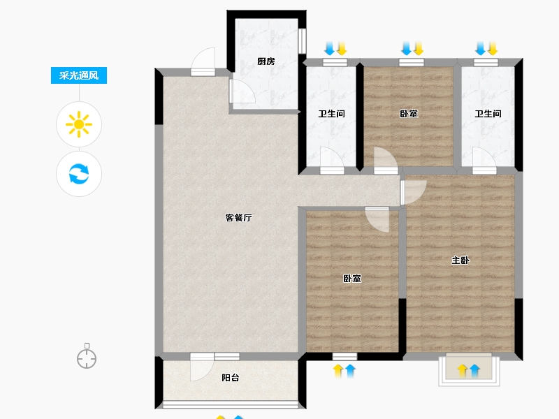 辽宁省-辽阳市-金首府-106.30-户型库-采光通风