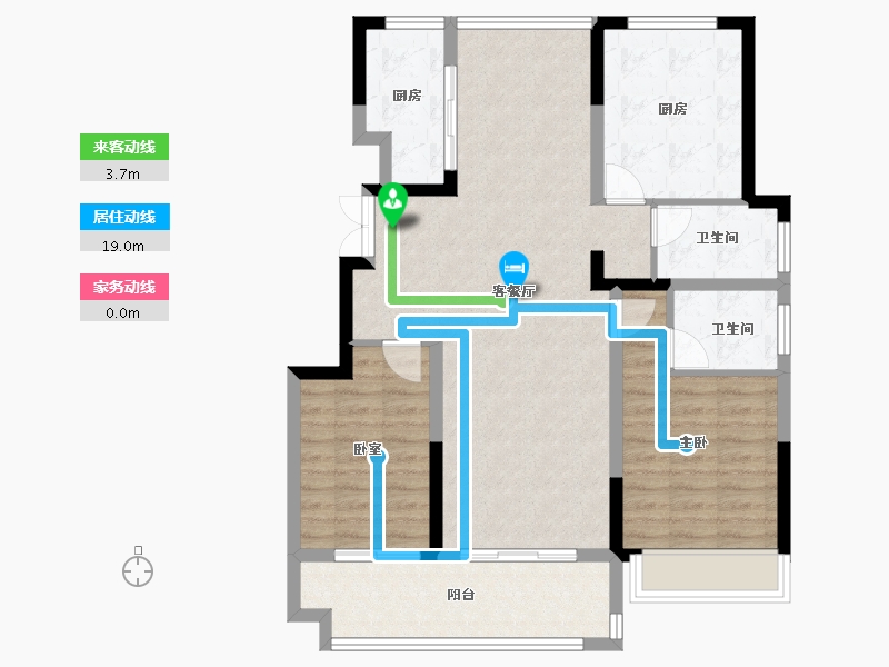 安徽省-芜湖市-龙港·壹号院-95.22-户型库-动静线