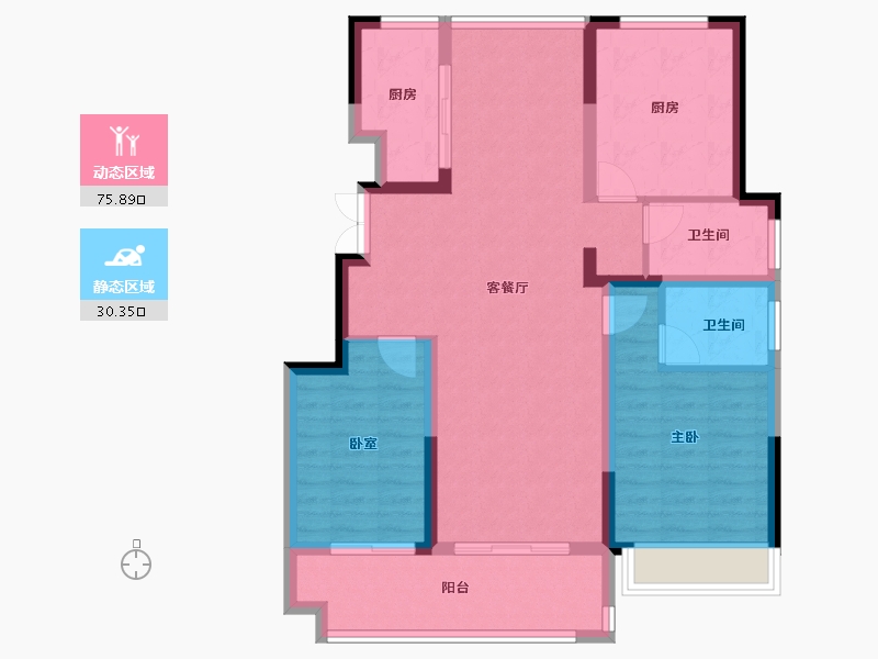 安徽省-芜湖市-龙港·壹号院-95.22-户型库-动静分区