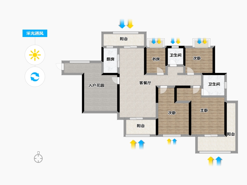 湖南省-永州市-永城·滨江尚品-145.57-户型库-采光通风