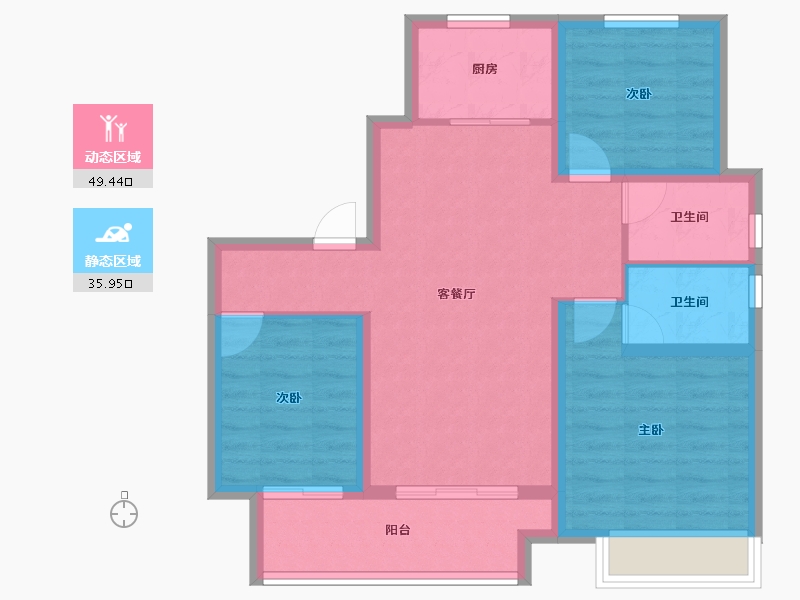 河北省-沧州市-宏宇海棠湾-75.95-户型库-动静分区