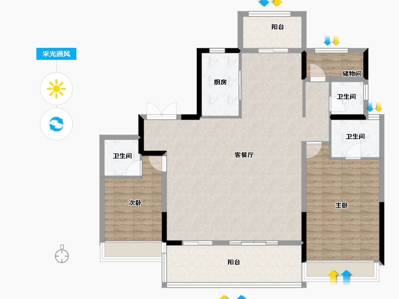 河南省-周口市-昌建·外滩壹号-131.69-户型库-采光通风