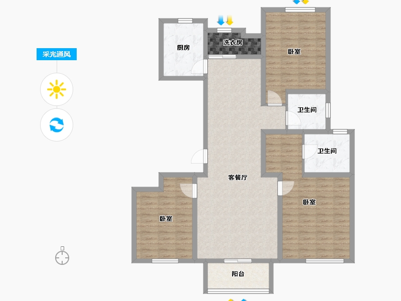 河北省-承德市-庄普新城-113.43-户型库-采光通风