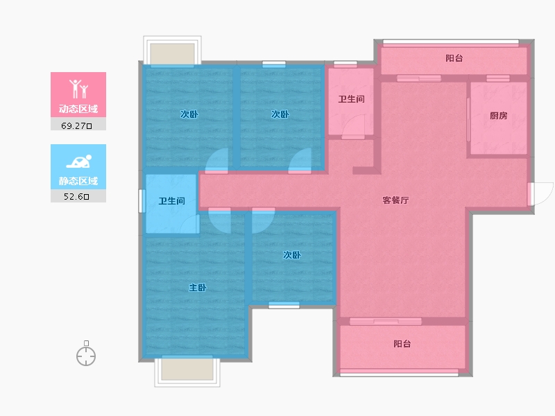 湖南省-常德市-金嘉桂花城-107.80-户型库-动静分区