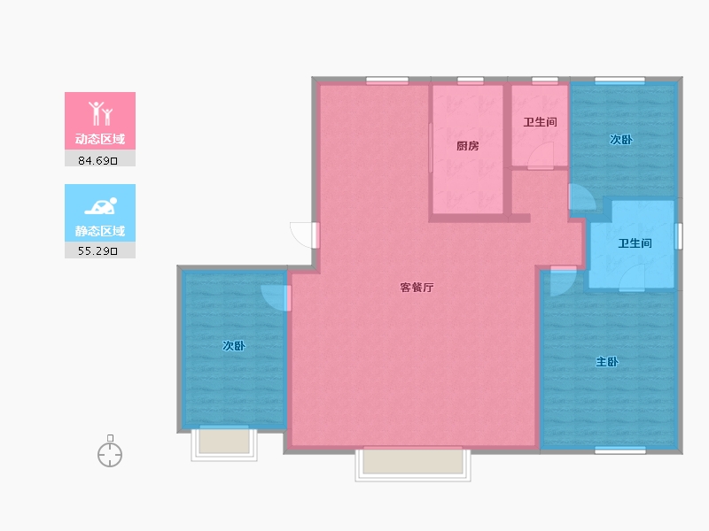 内蒙古自治区-呼和浩特市-中南璞樾府-128.00-户型库-动静分区