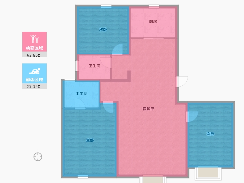 内蒙古自治区-呼和浩特市-中南璞樾府-108.00-户型库-动静分区